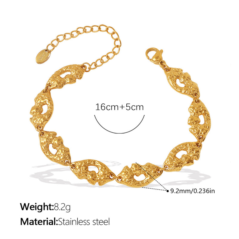 Gold Texture Hollowed-out Bracelet With Retro Adjustable Bracelet