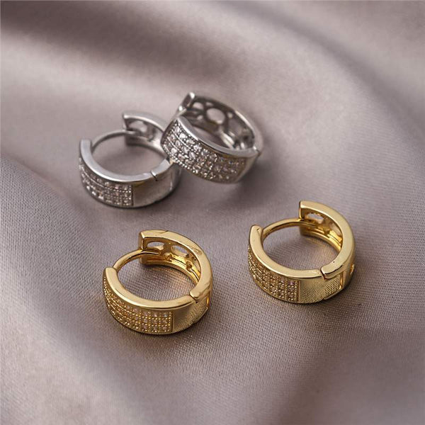Elegant Copper Zircon Round Earrings