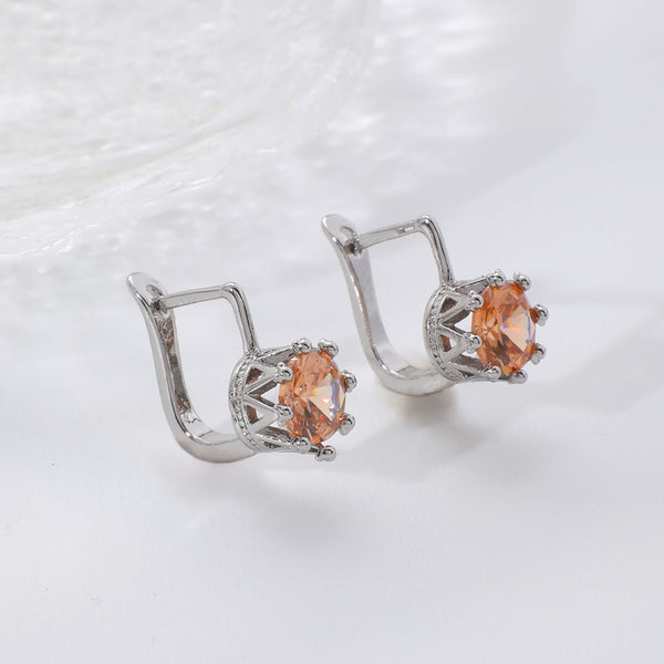 Round Zircon Earrings For Women