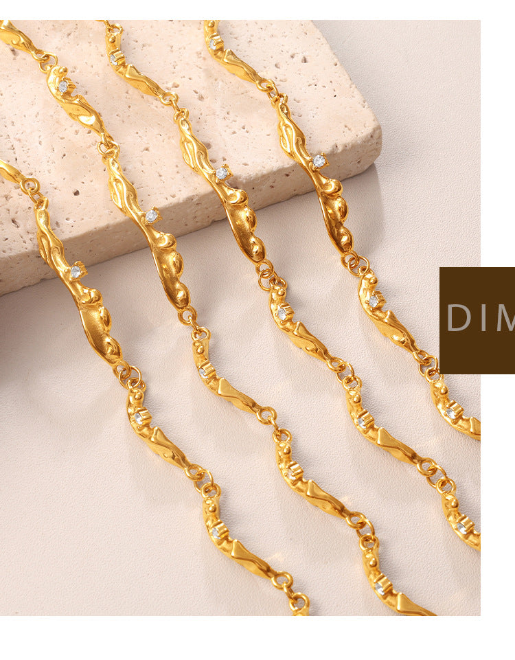 Gold Texture Hollowed-out Bracelet With Retro Adjustable Bracelet