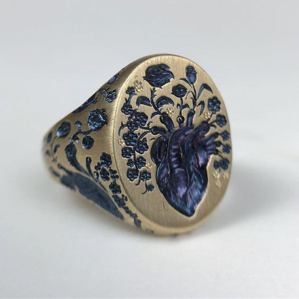 Retro Exaggerated Flower Ring, Vintage Creative Statement Ring