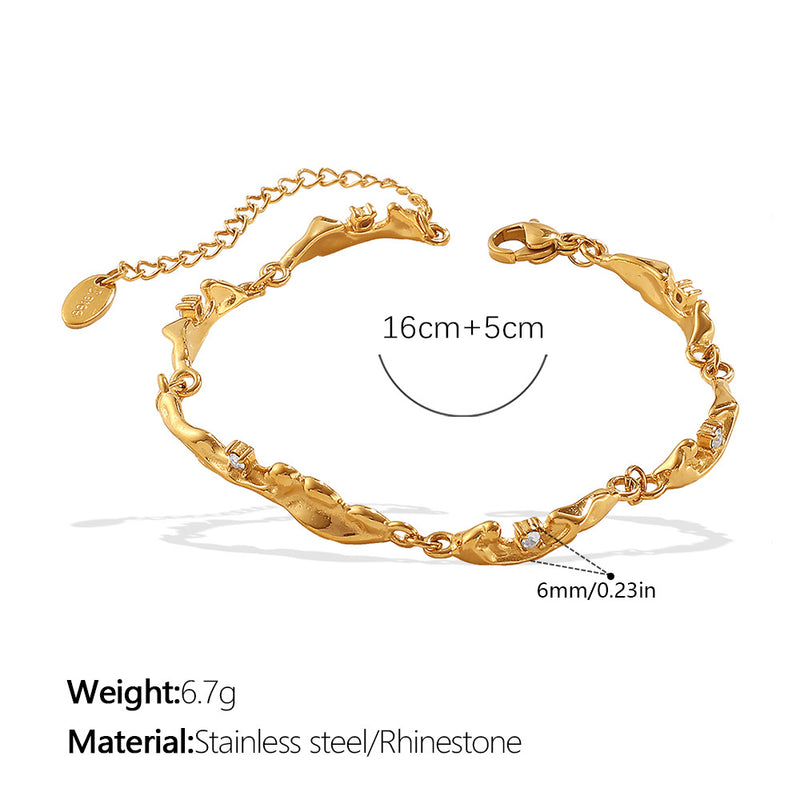 Gold Texture Hollowed-out Bracelet With Retro Adjustable Bracelet